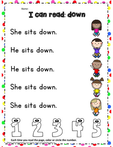 Sight Word to Read - down